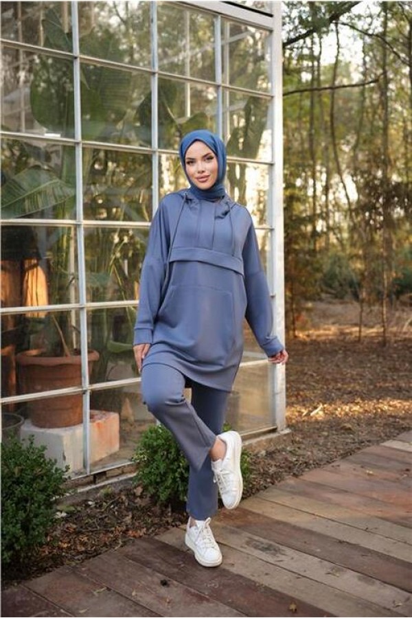 Kapşonlu Kanguru Cepli Sweat