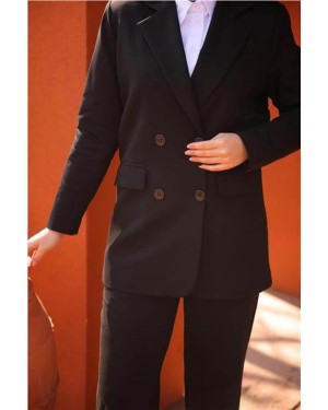 بدلة جاكيت مزدوجة الصدر بأربعة أزرار