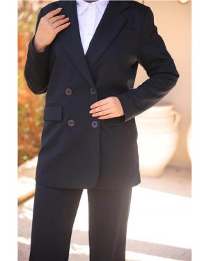 بدلة جاكيت مزدوجة الصدر بأربعة أزرار