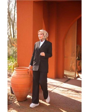 بدلة جاكيت مزدوجة الصدر بأربعة أزرار