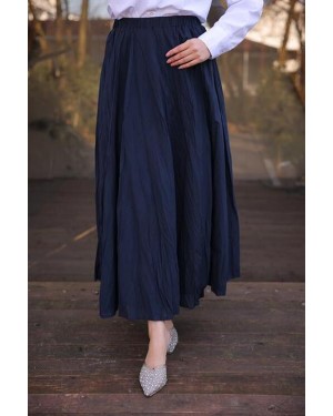 Beli Lastikli Kırışık Detaylı Uzun Etek 