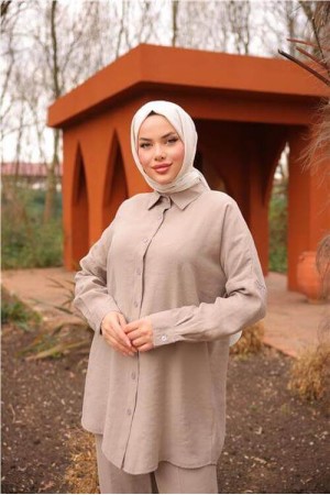 طقم بسيط من قطعتين للحجاب والقميص