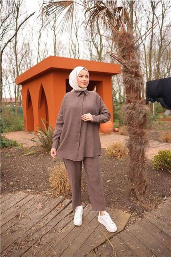 Sade İkili Tesettür Gömlek Takımı 