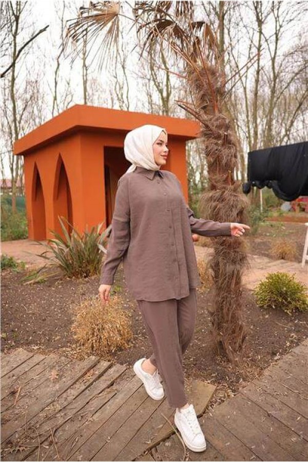 Sade İkili Tesettür Gömlek Takımı 