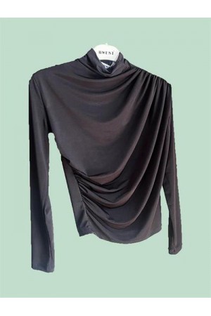 Boğazlı Uzun Kollu Sade Bluz 