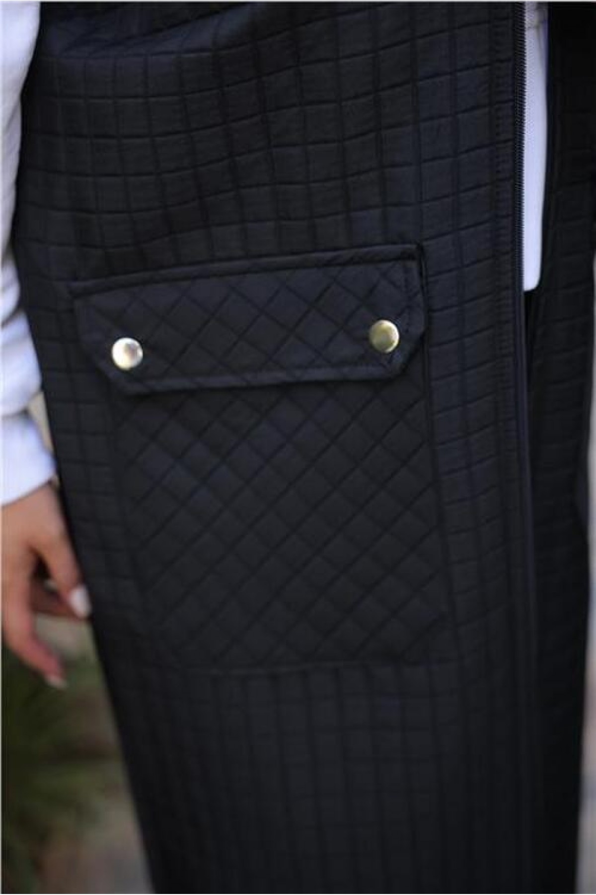 Hooded, Zip-Up, Sleeveless, Quilted Long Vest with Front Pockets
