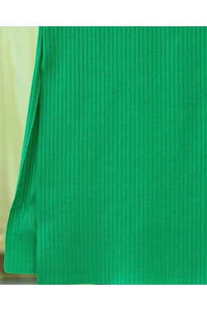 Bisiklet Yaka Fitilli Yırtmaçlı Tişort -Yeşil