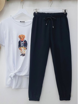 Lace-Up Waist Sweatpants -Black