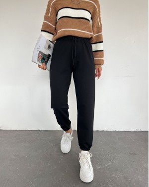 بنطال رياضي برباط -أسود