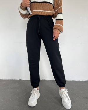 بنطال رياضي برباط -أسود