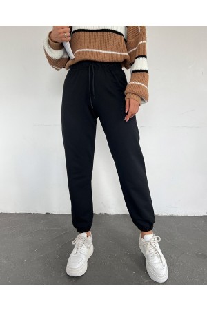 Beli Bağcıklı Eşofman Altı -Siyah