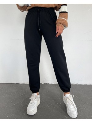 Beli Bağcıklı Eşofman Altı -Siyah