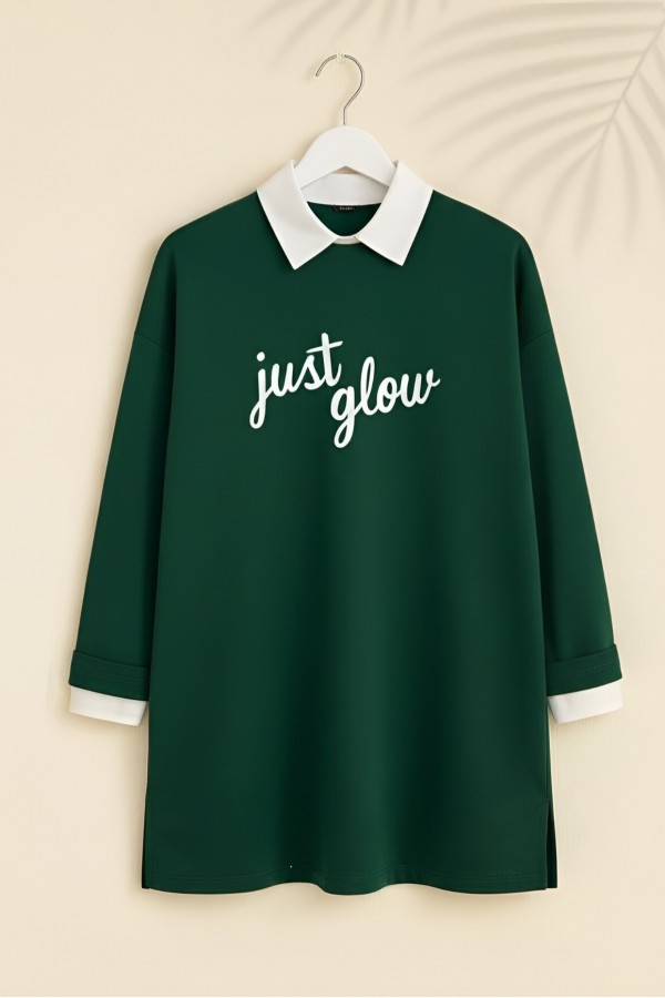 Printed Combed Cotton Sweat -Emerald