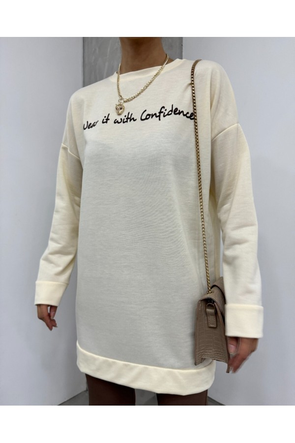 Printed Combed Cotton Sweat -Cream color