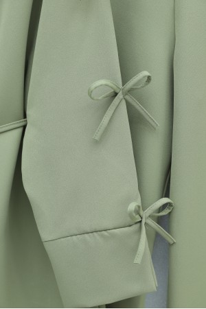 Kolları Fiyonk Detaylı İthal Krep Pantolonlu Takım -Çağla Y.