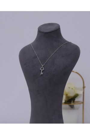 Anahtar Model Solmayan Zirkon Kolye -Gümüş