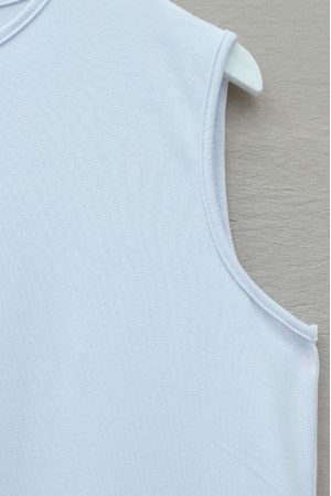 Sıfır Kol Uzun Süprem İçlik -Beyaz