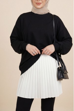 قميص داخلي بخصر مطاطي مطوي -أبيض سكري