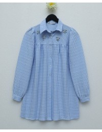 Gofre Taşlı Gömlek  -Bebe Mavi