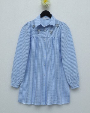 Seersucker Shirt  -Baby Blue