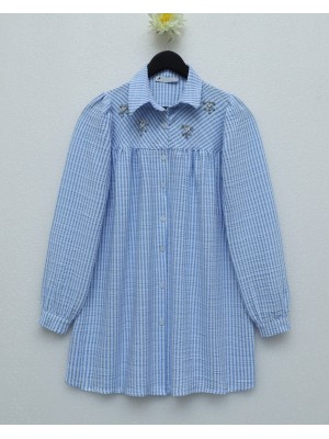 Gofre Taşlı Gömlek  -Bebe Mavi