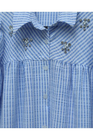 قميص قطني مزين بالحجر  -ريشي