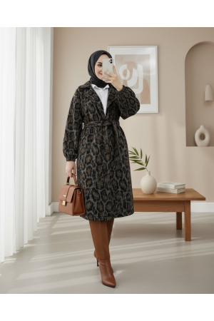 طوق الصدر المزدوج مربوط جيب نمط الفهد مخيط الرأس -فهد