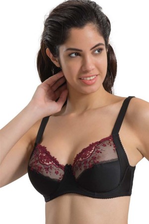 حمالة صدر دانتيل BORDEAUX BLACK MI Podyumplus 136 B مع سلك سفلي لتشكيل الجسم
