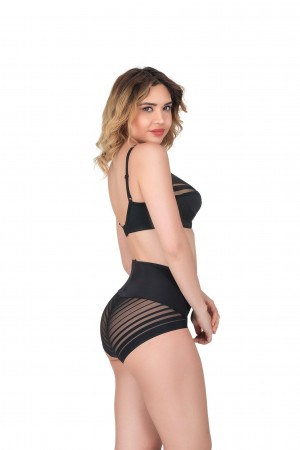 حمالة صدر سوداء من نوع MI Podiumplus 183 B، داعمة للجانبين، ذات سلك سفلي لتشكيل الجسم