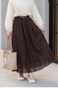 Cotton Voile Skirt with Pockets and Belt, Lined -Dark Coffee