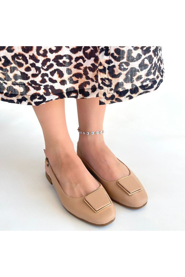Canka Nude Leather Ballet Flats