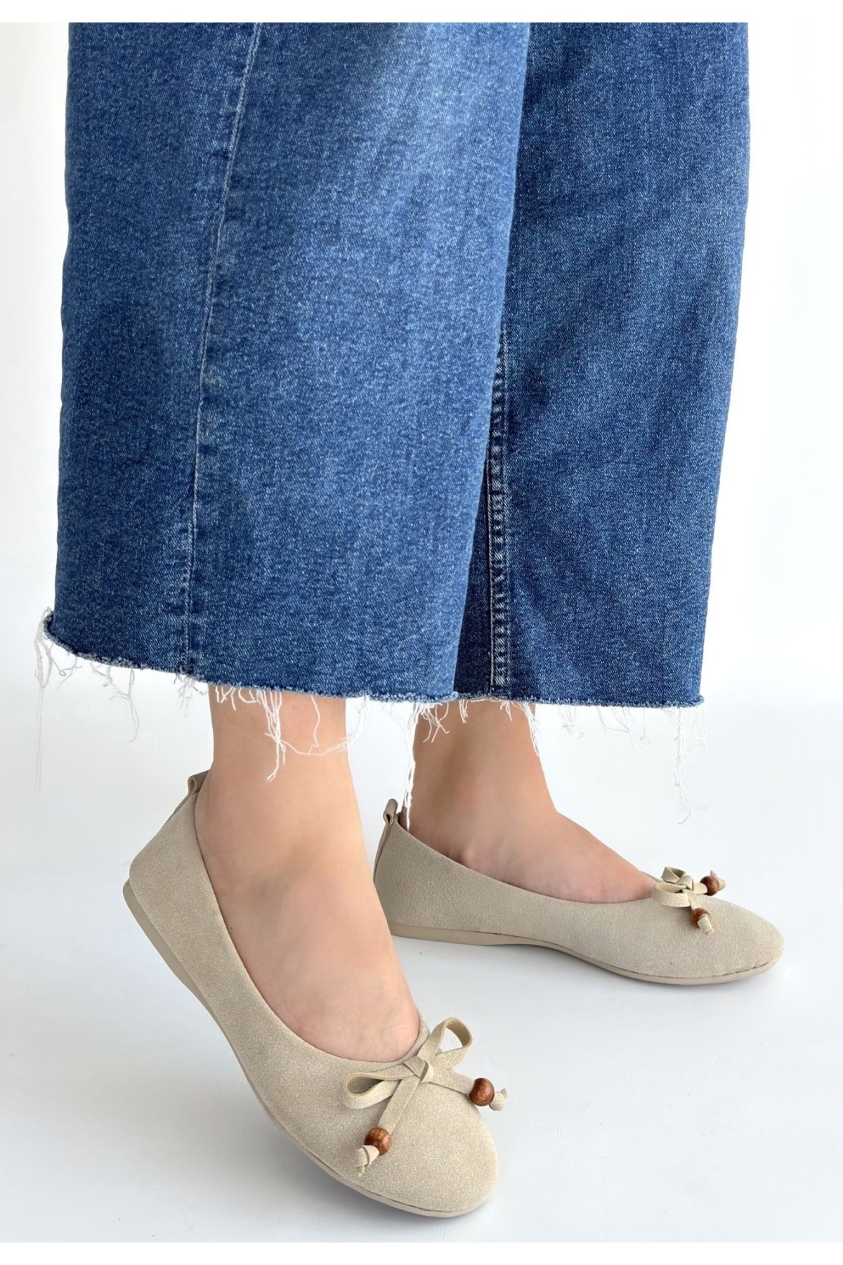 Cear Beige Suede Ballet Flats