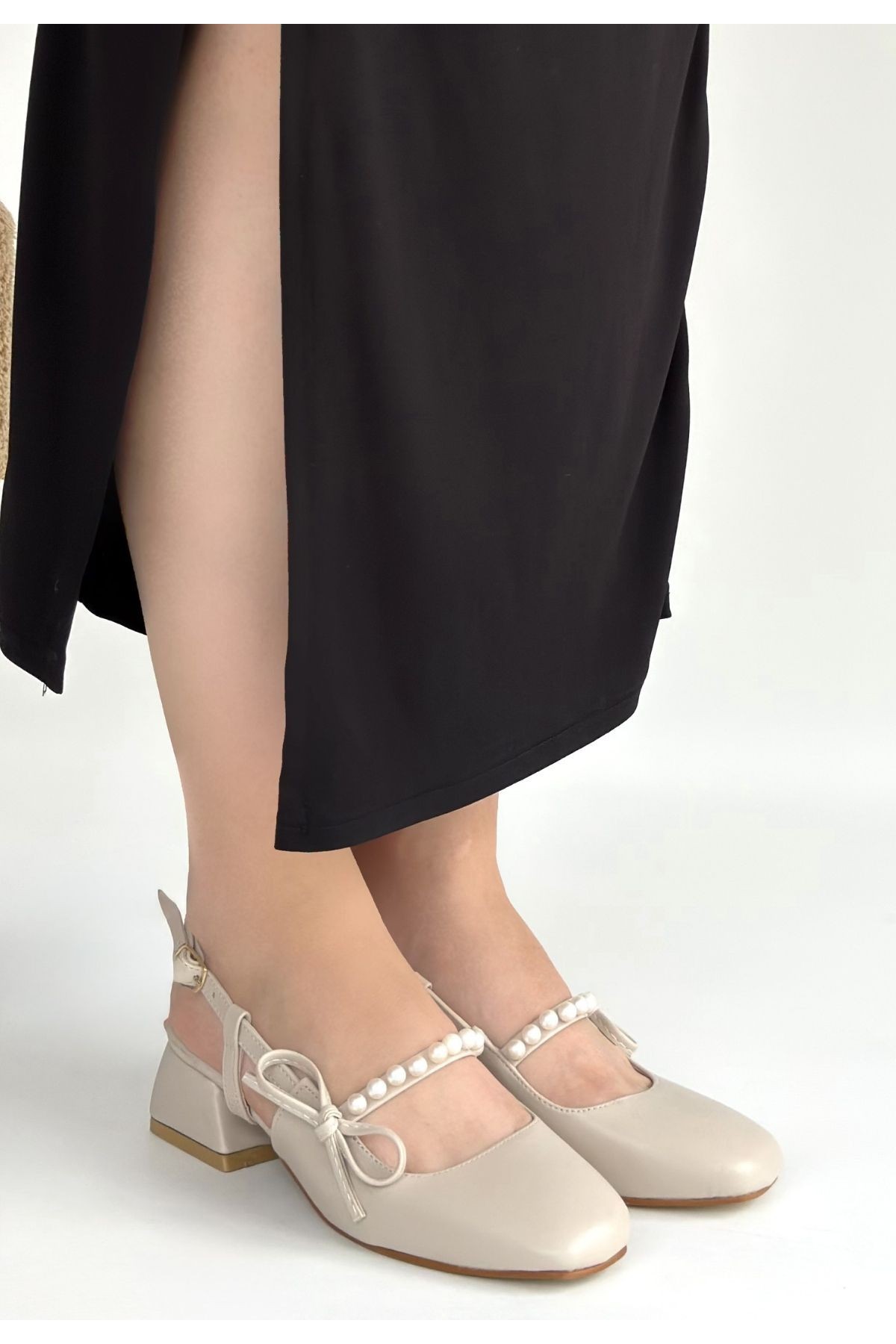 Ceyda Beige Leather High Heel Shoes
