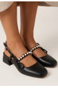 Ceyda Black Leather High Heel Shoes