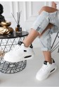 Chris White Leather Black Detail Lace-up Sneakers