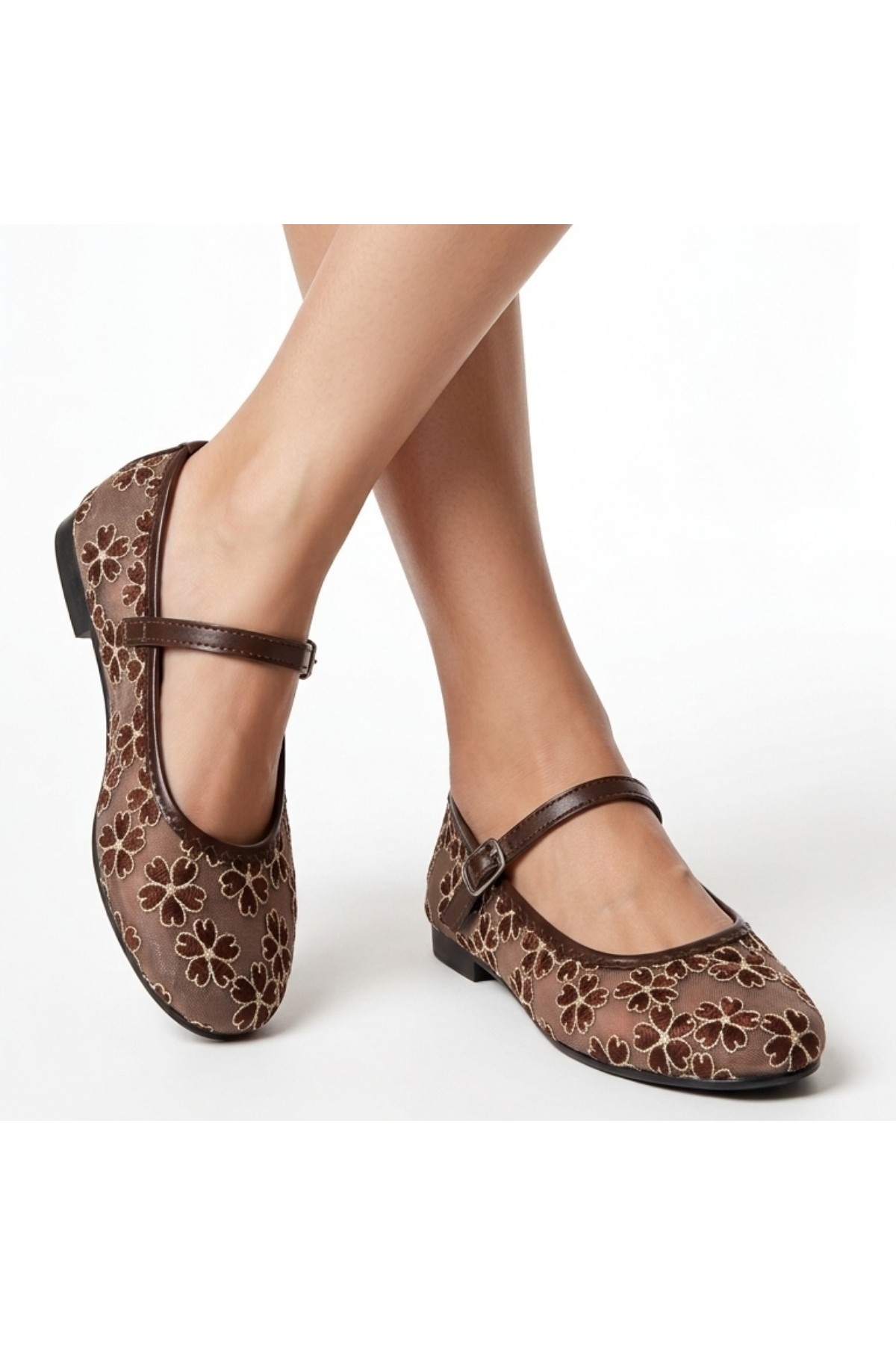 Cuwe Brown Tulle Ballet Flats