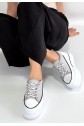 Dalen Grey Linen Lace-up Sneakers
