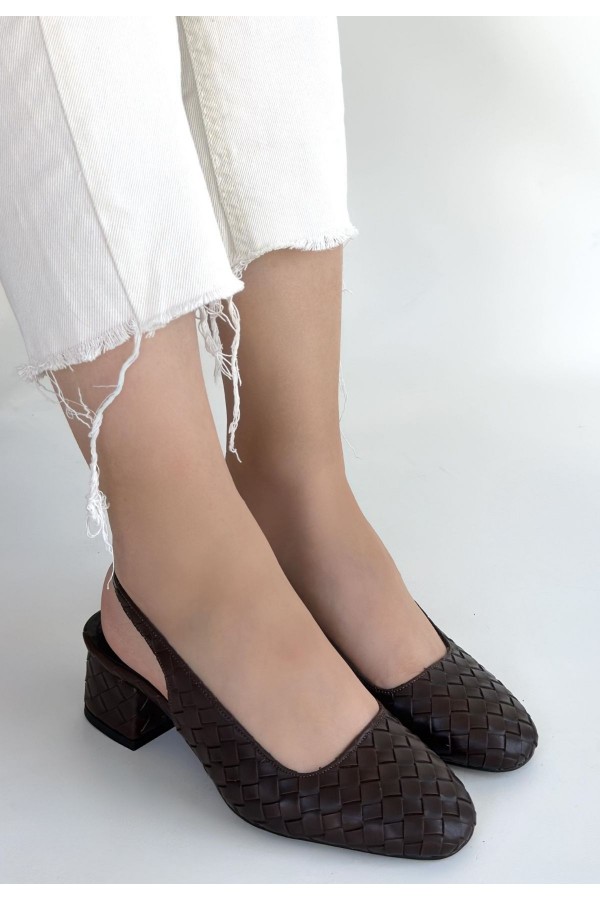 Dier Brown Leather High Heel Shoes