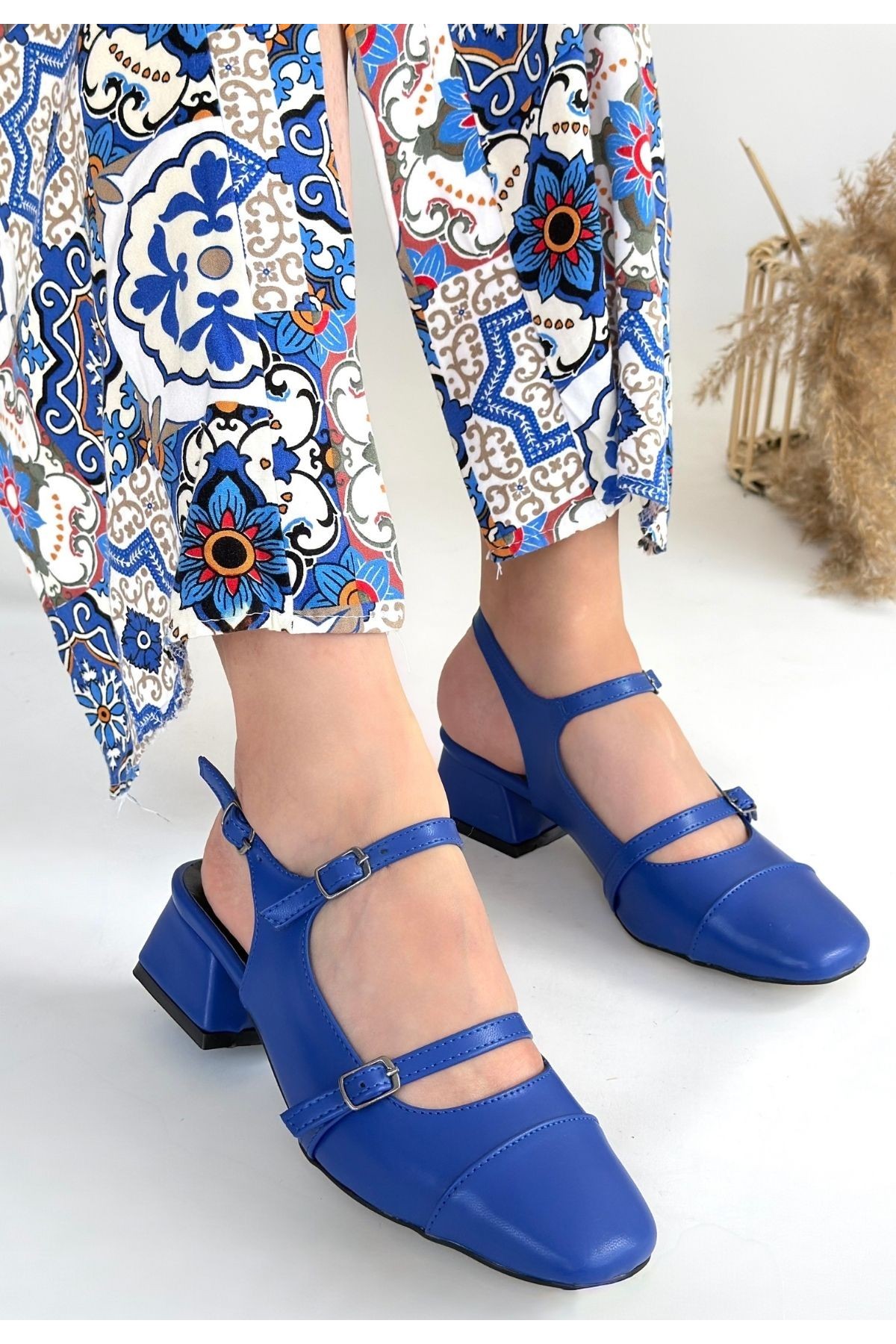 Doran Blue Leather High Heel Shoes