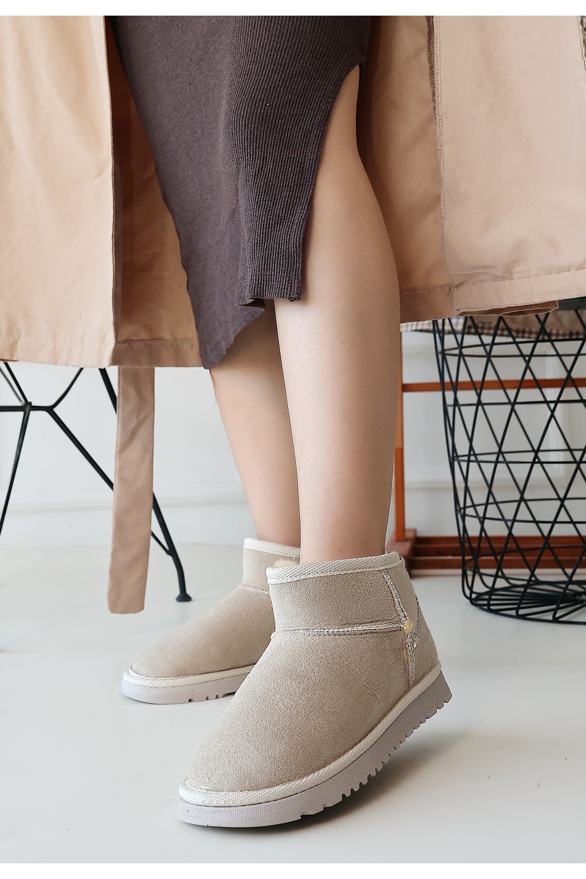 Elsa Beige Suede Boots