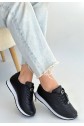 Finna Black Leather Lace-up Sneakers