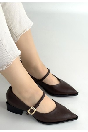 حذاء غالي البني ذو الكعب العالي من الجلد