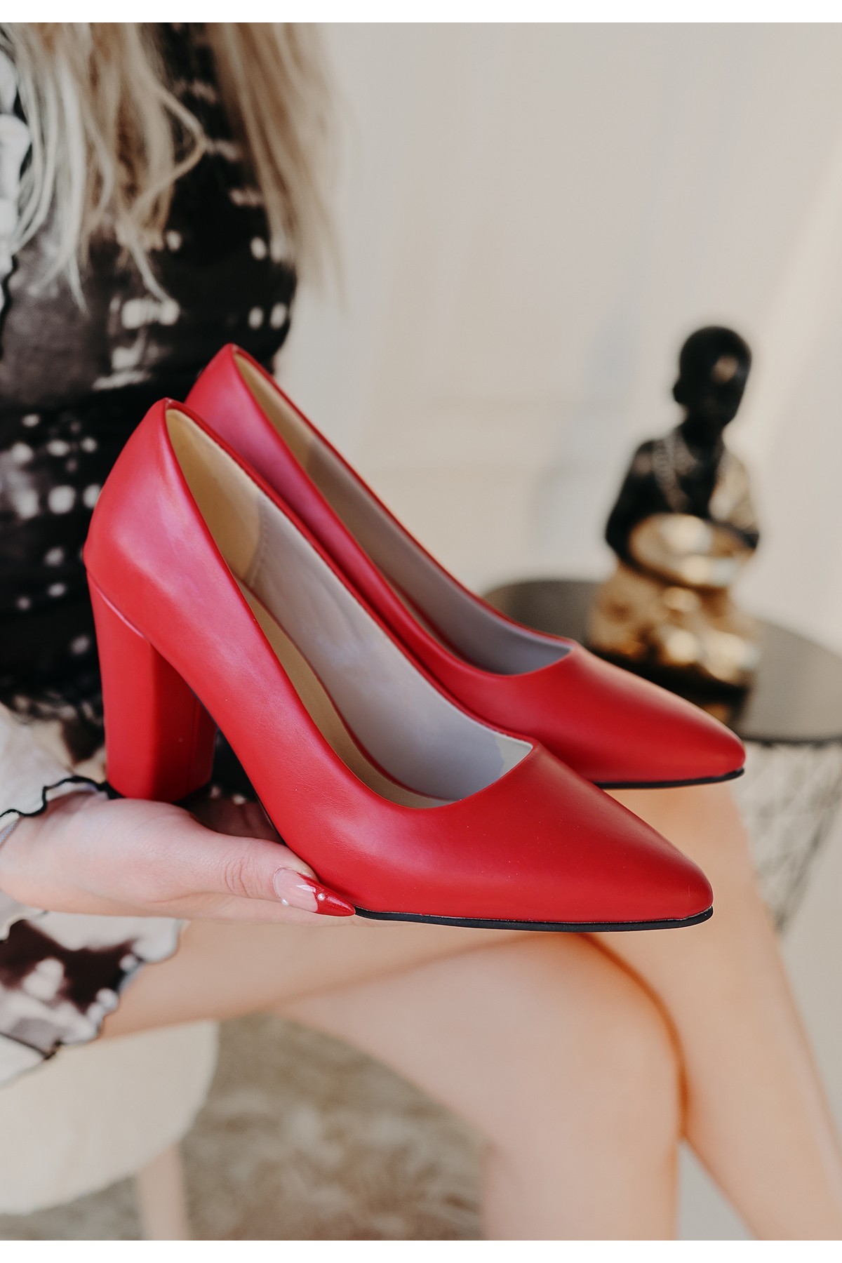 Giort Red Leather High Heel Shoes