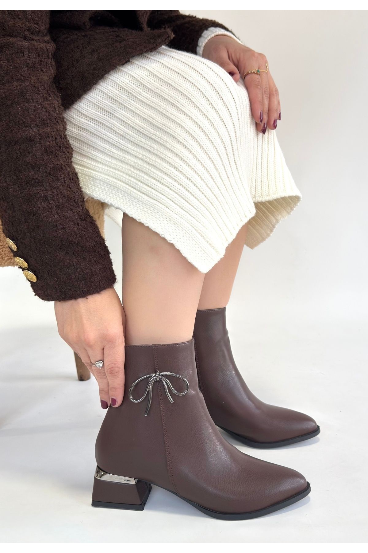 Harley Brown Leather Heeled Boots