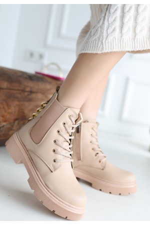 أحذية هارت الجلدية بلون البشرة برباط