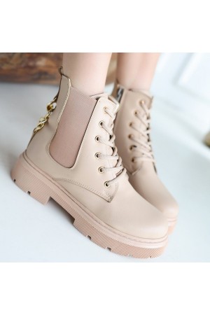 أحذية هارت الجلدية بلون البشرة برباط