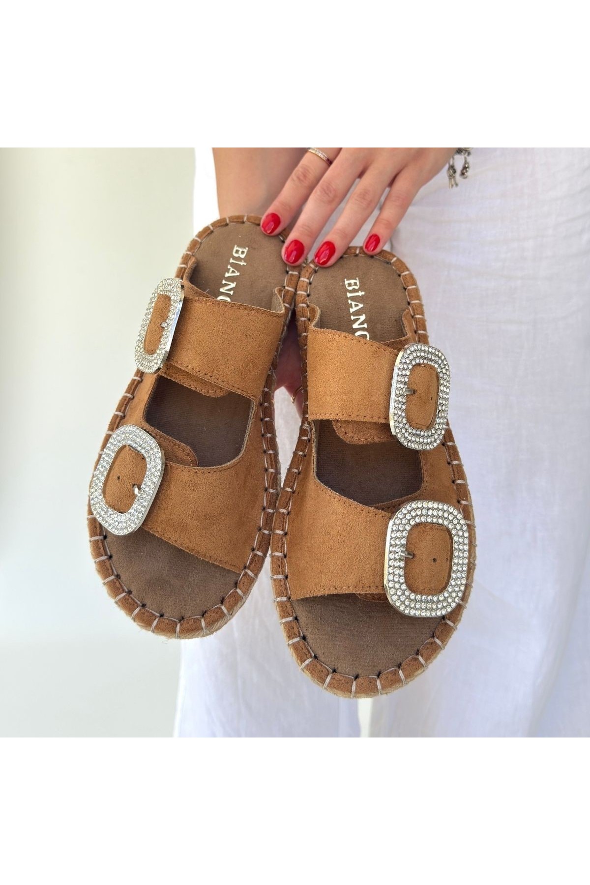 Hertas Mink Nubuck Buckle Slippers detay görseli