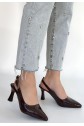 Hies Brown Patent Leather High Heels