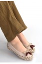 Ilwe Beige Leather Ballet Flats