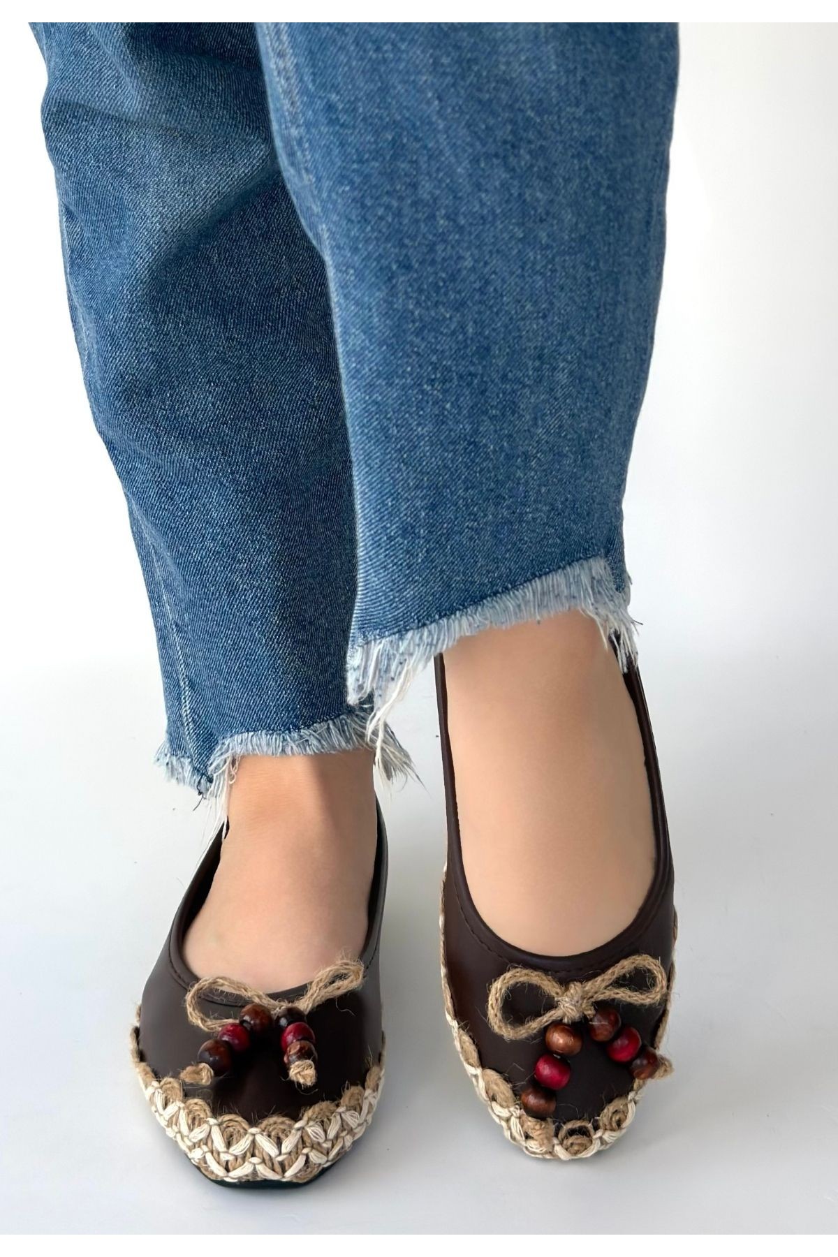 Ilwe Brown Leather Ballet Flats